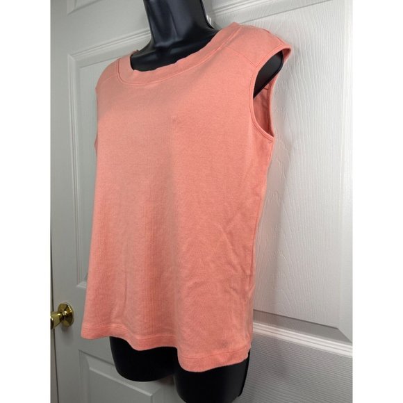 Dressbarn Tank Top Women Size Extra Large XL Sleeveless Solid Orange 100% Cotton - Picture 5 of 8